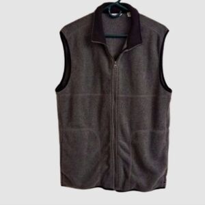 Izod Fleece Vest Gray With Black Trim UNISEX Medium